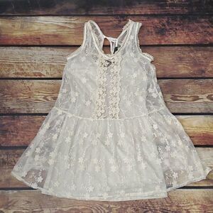 𝅺Basil Lola Crochet Lace Cream Medium sheer layering Boho